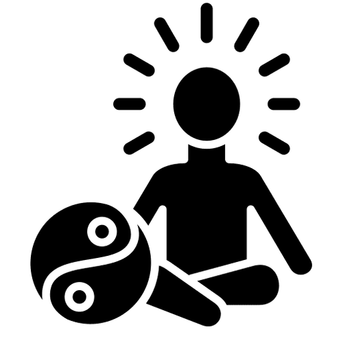 Black circle with a white question mark.